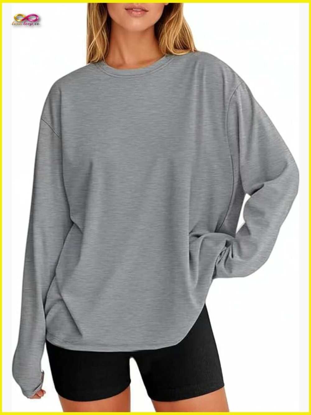Oversized Long Sleeve Crew Neck Tee Trendy Y2k Baggy Basic Top Workout Shirt